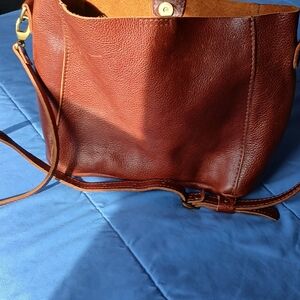 Classic Brown Leather Crossbody Tote - Women